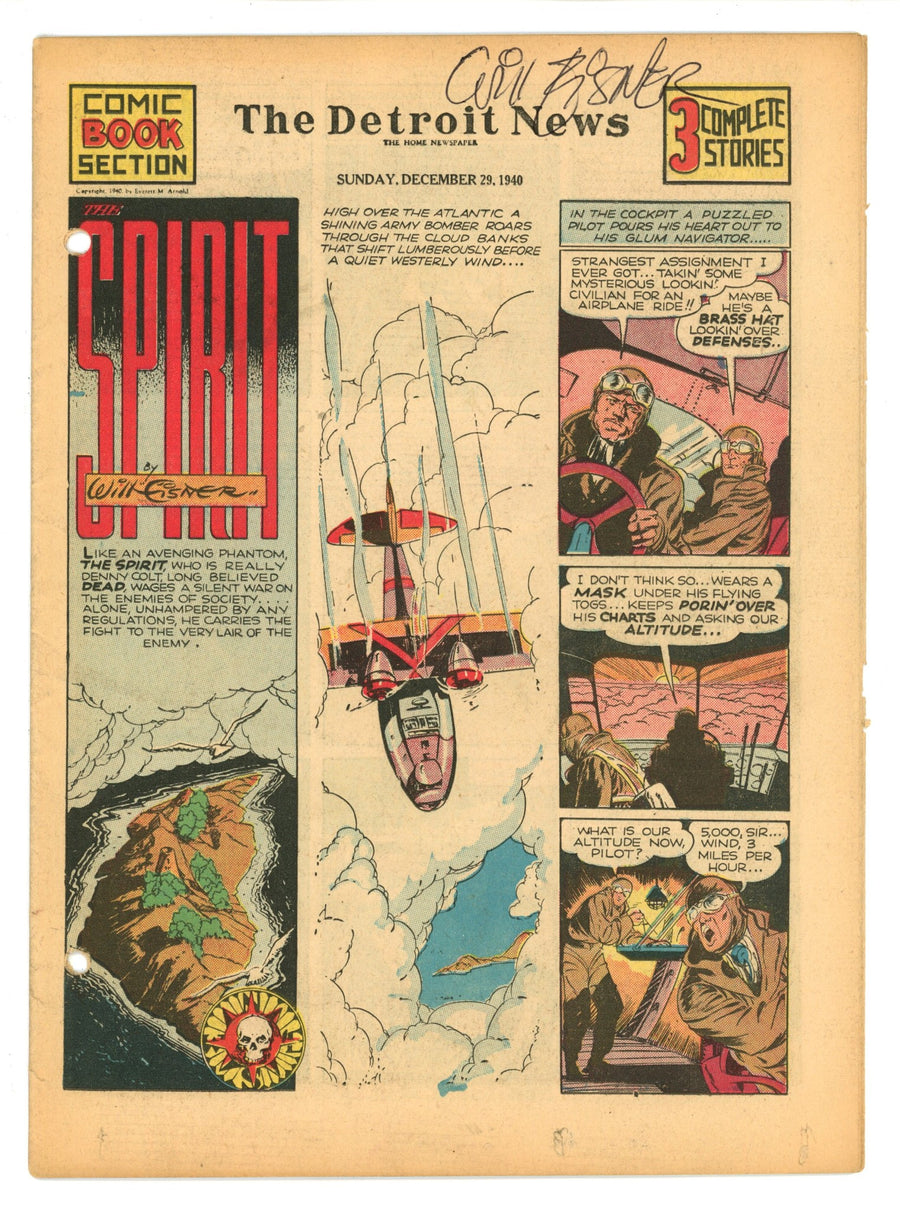 The Detroit News Comic Book Section Sunday Dec 29 1940 Signed Eisner