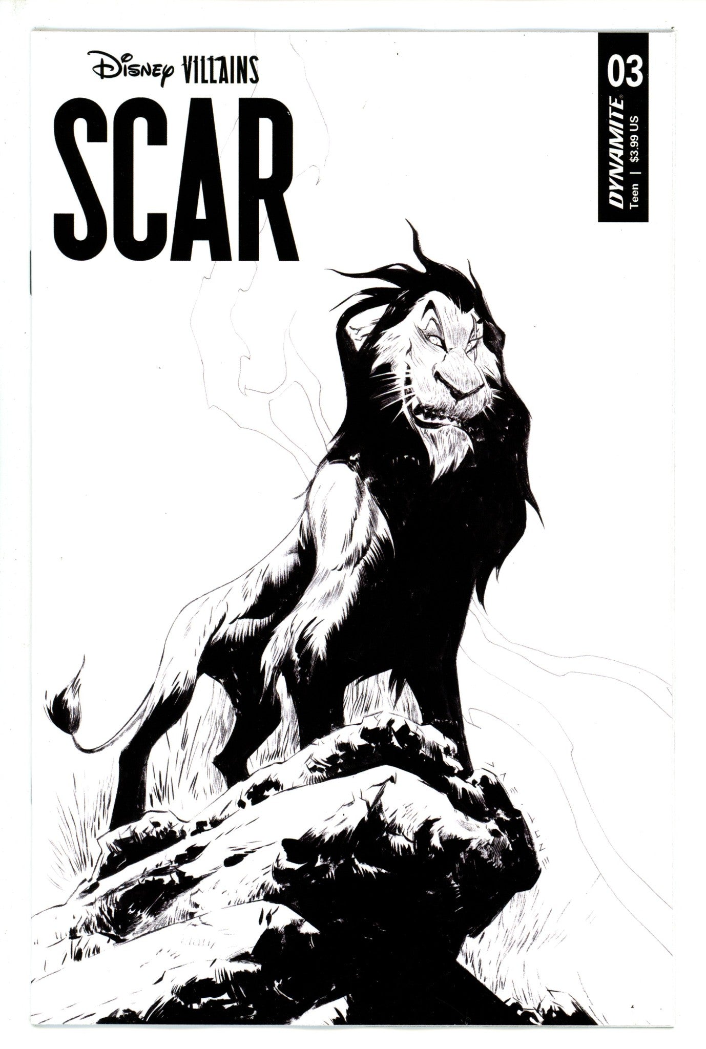 Disney Villains Scar 3 Lee B&W Incentive Variant (2023)