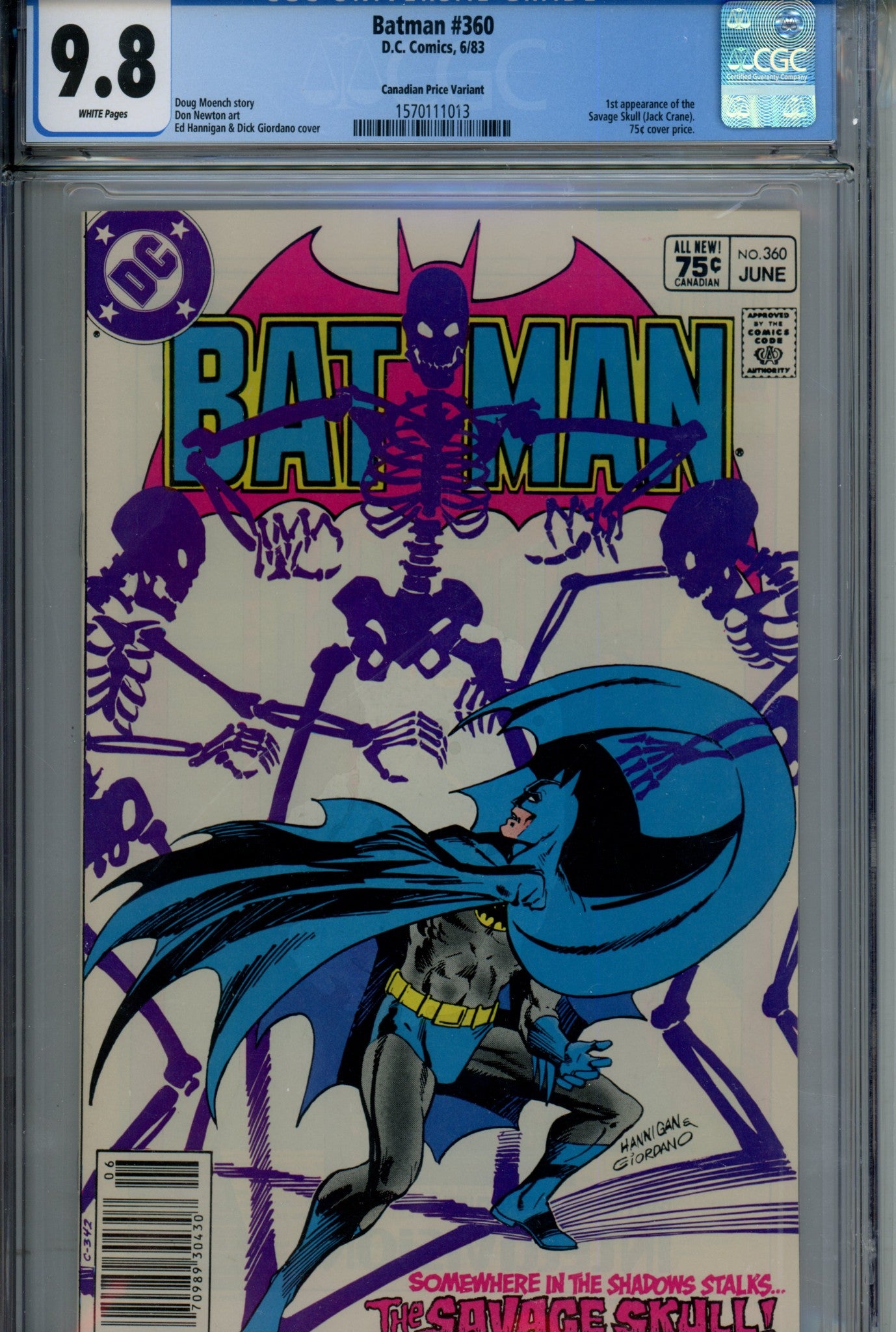 Batman Vol 1 360 Canadian Price Variant CGC 9.8 (1983)
