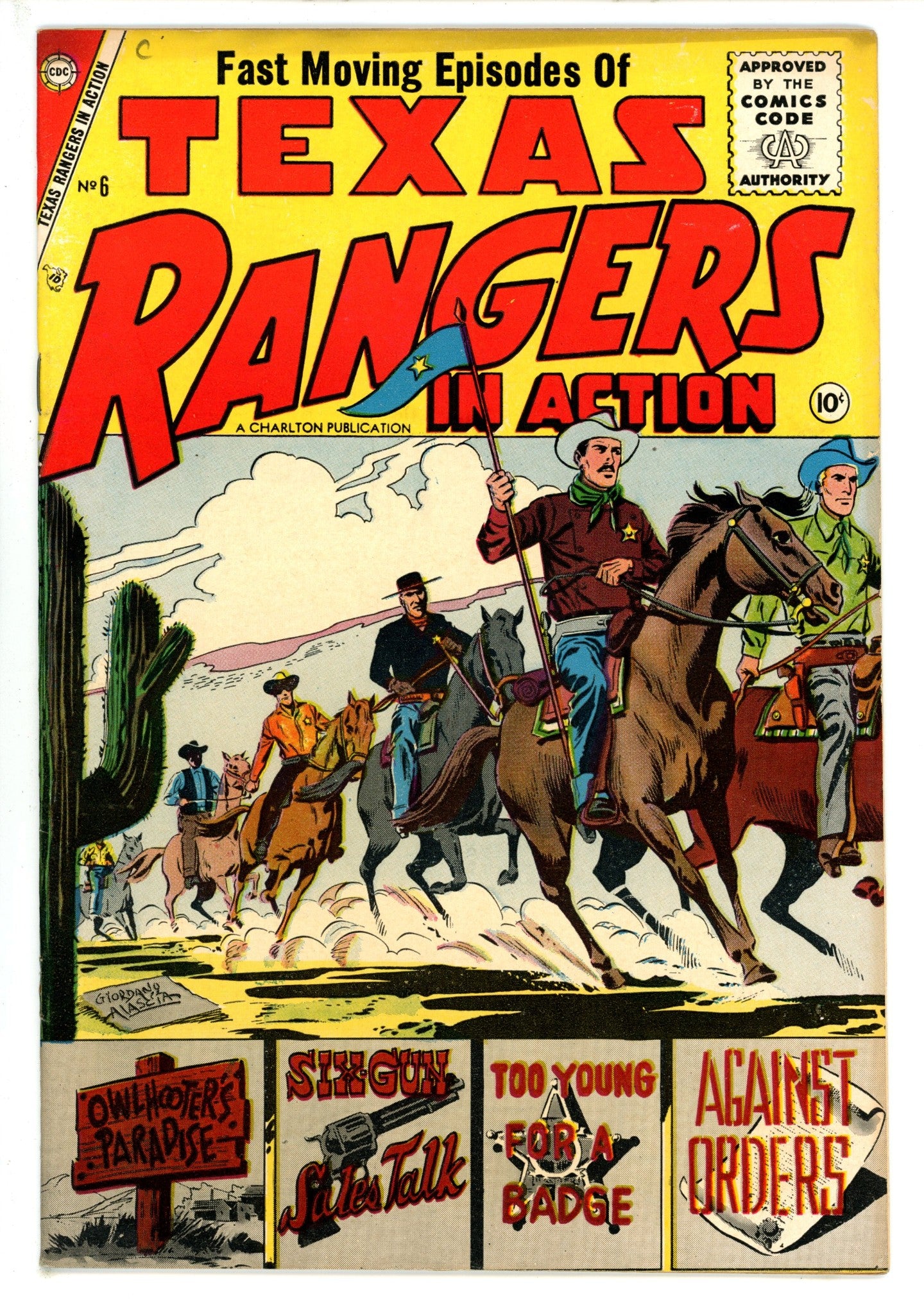 Texas Rangers in Action 6 Bottom Staple Detached Apparent VF- (1957)
