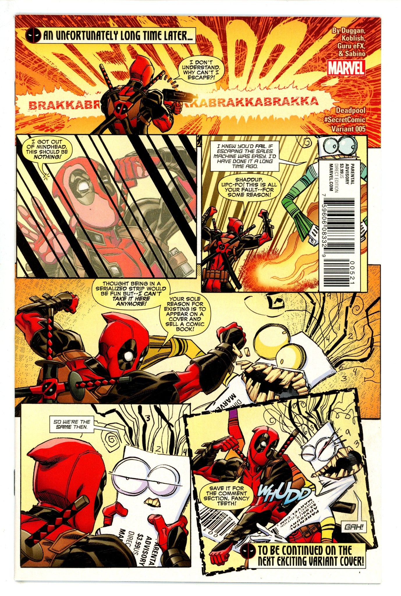 Deadpool Vol 5 5 Koblish Secret Comic Variant (2016)