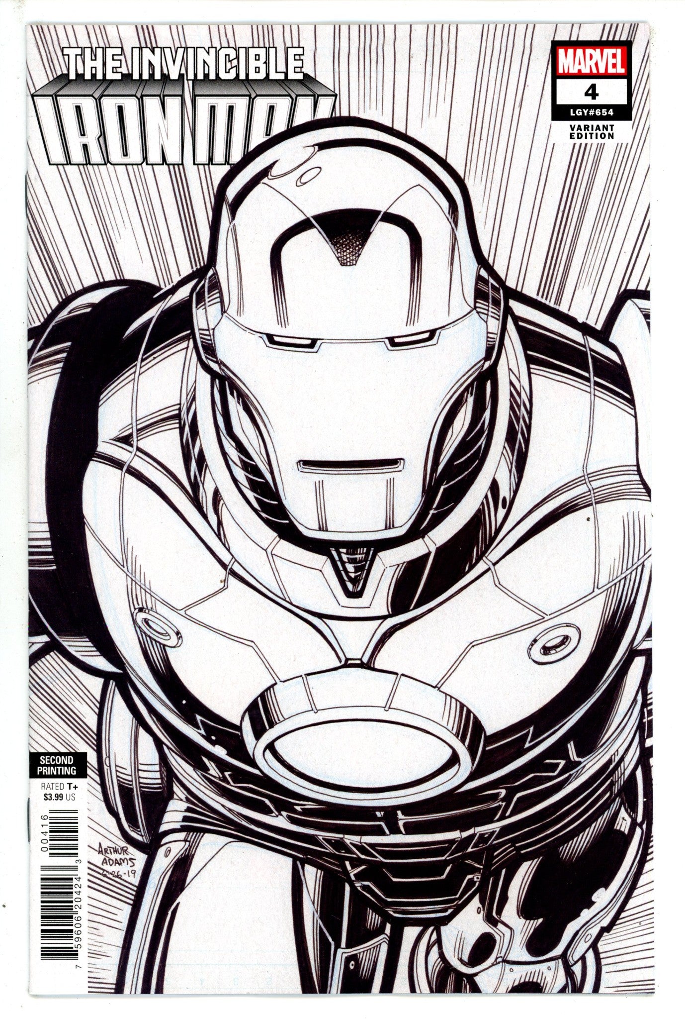 Invincible Iron Man Vol 4 4 Adams B&W 2nd Print Incentive Variant NM- (2023)