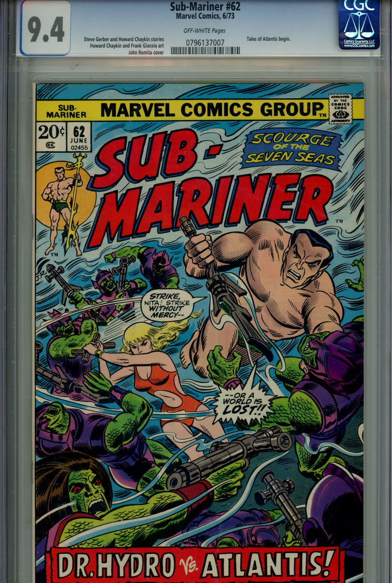 Sub-Mariner Vol 1 62 CGC 9.4 (1973)