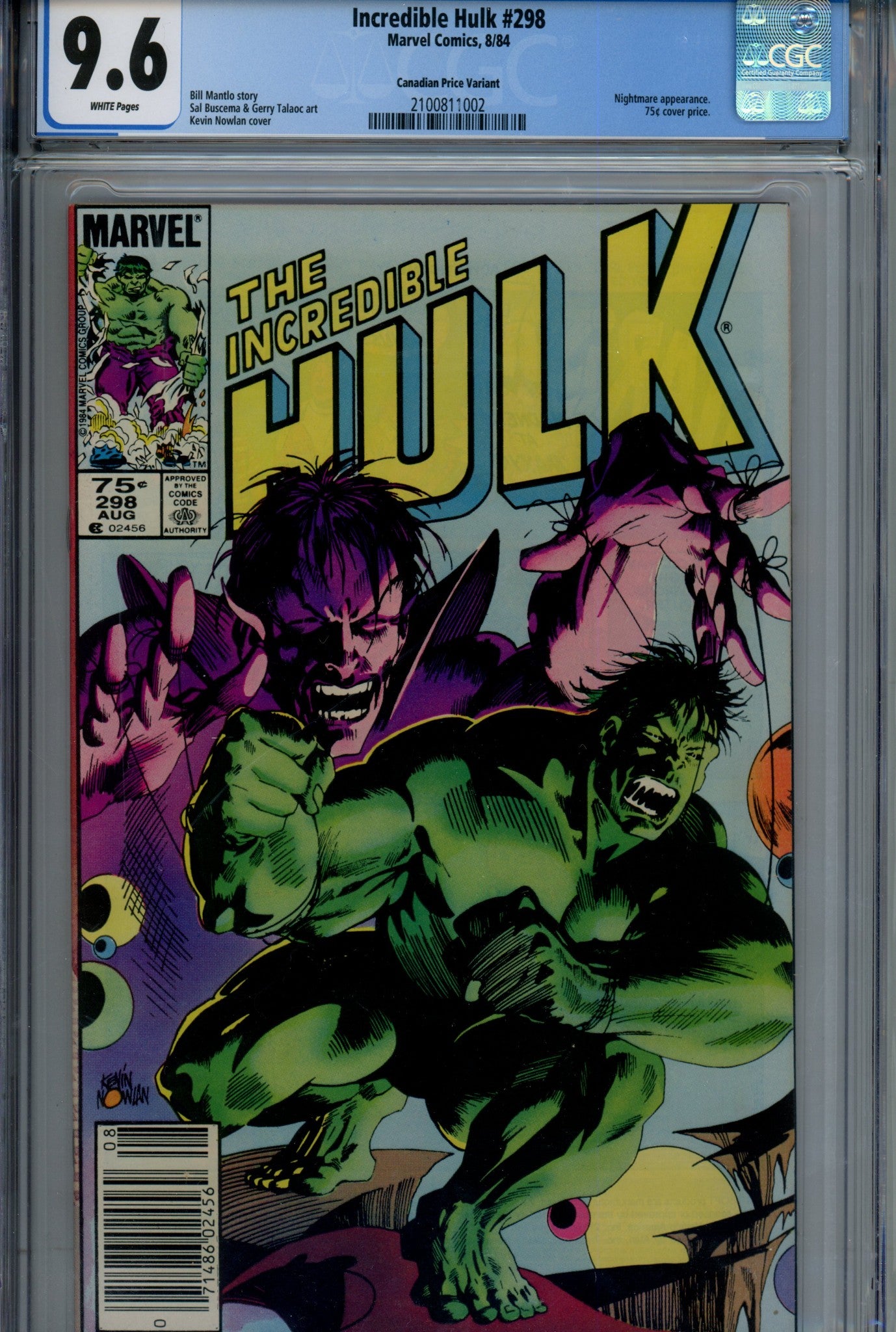 The Incredible Hulk Vol 1 298 Canadian Price Variant CGC 9.6 (1984)