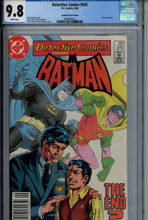 Detective Comics Vol 1 542 Canadian Price Variant CGC 9.8 (1984)