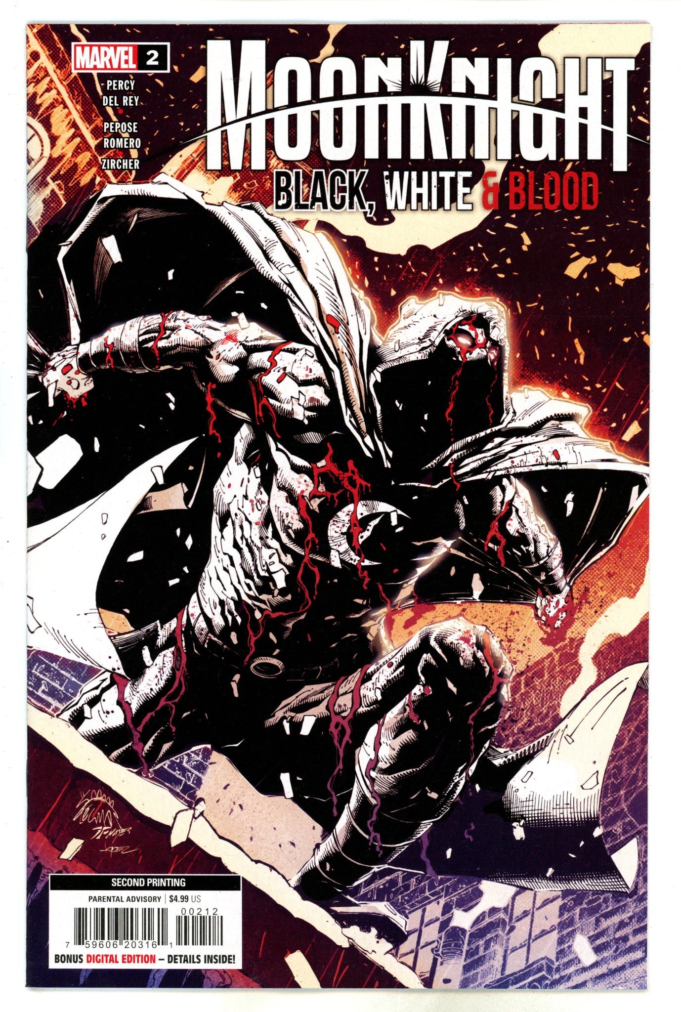 Moon Knight Black White Blood 2 2nd Print (2022)