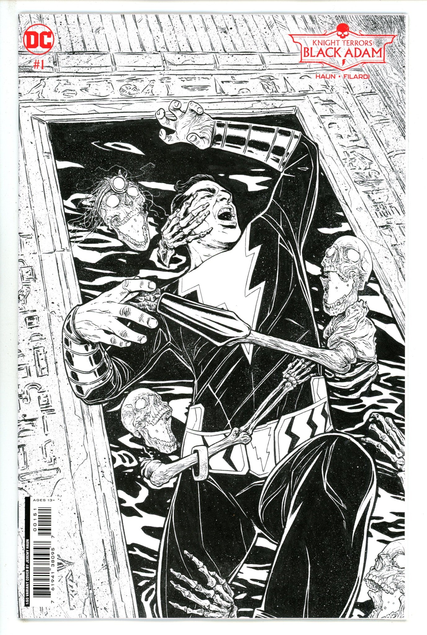 Knight Terrors Black Adam 1 Haun B&W Incentive Variant NM+ (2023)