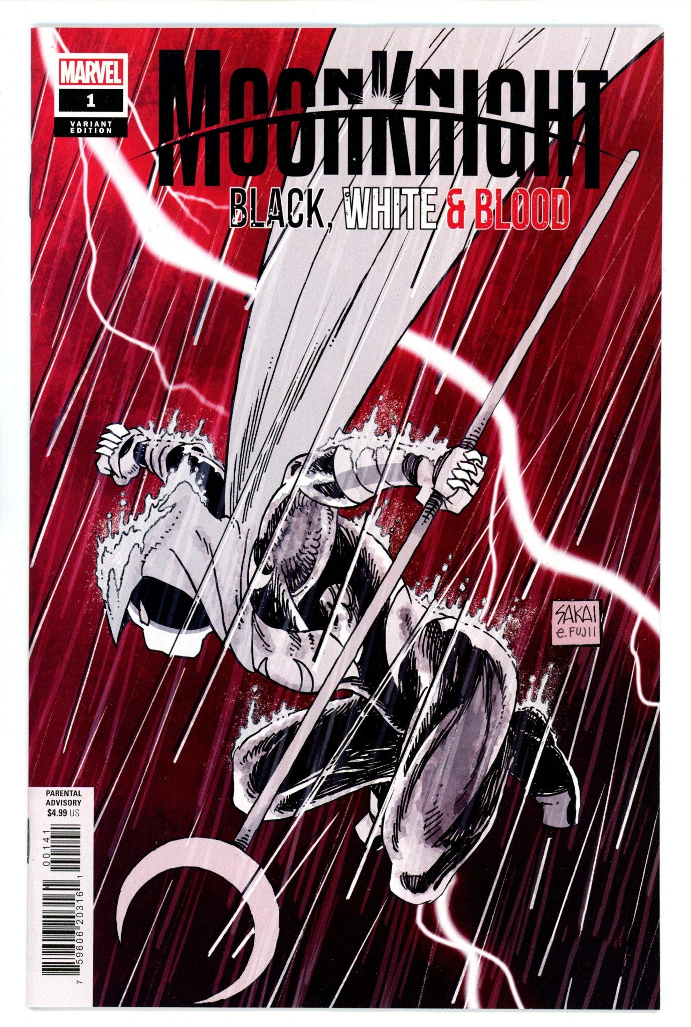 Moon Knight Black White Blood 1 Sakai Variant VF/NM (2022)