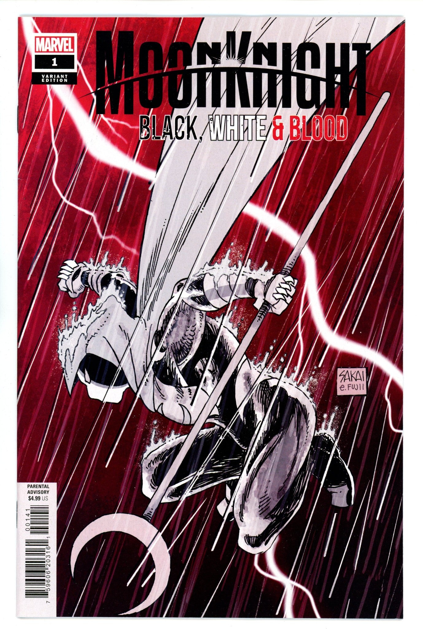 Moon Knight Black White Blood 1 Sakai Variant NM-