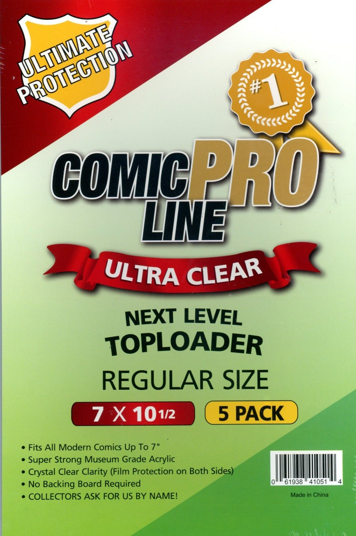 Comic Pro Line Next Level Acrylic Toploader 7 x 10 1/2" (Fits Regular Bags) 5 Pack