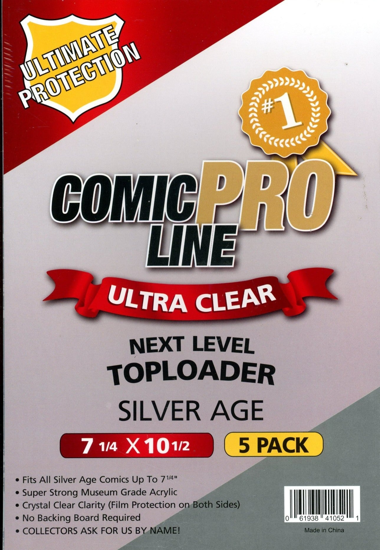 Comic Pro Line Next Level Acrylic Toploader 7 1/4 x 10 1/2" (Fits Silver Bags) 5 Pack