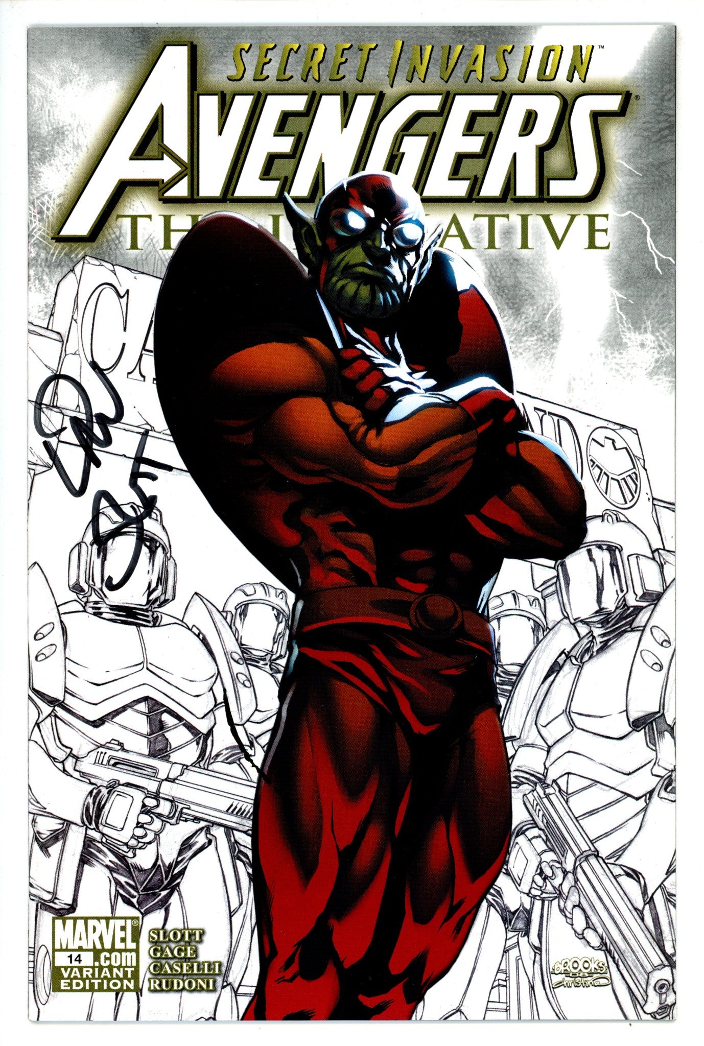 Avengers: The Initiative 14 Brooks Variant Signed Slott NM