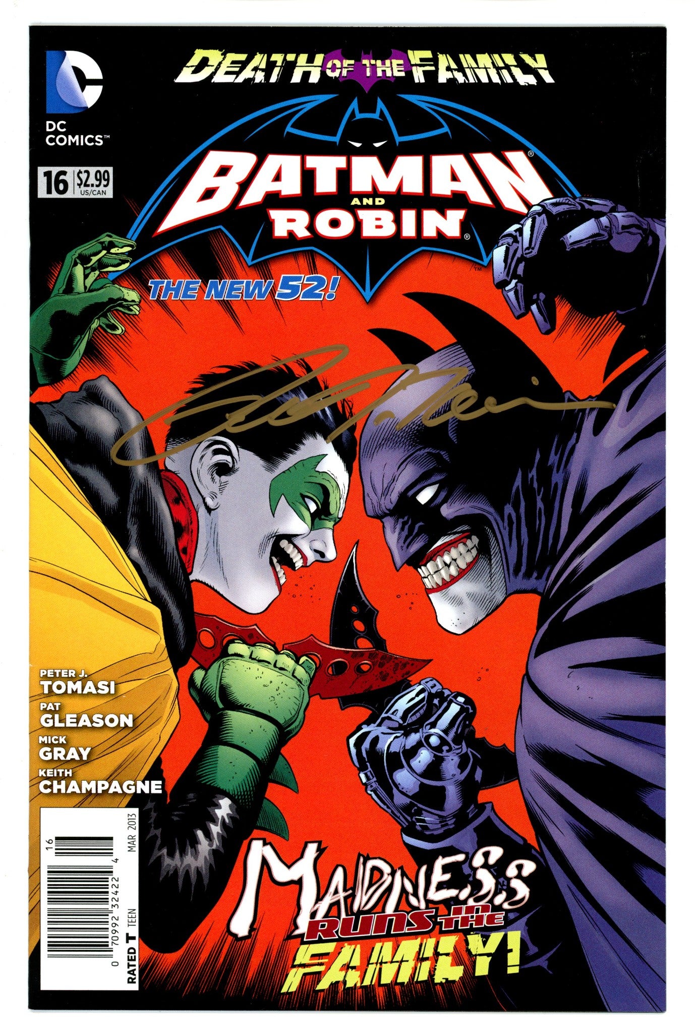 Batman and Robin Vol 2 16 Newsstand Signed Tomasi NM-