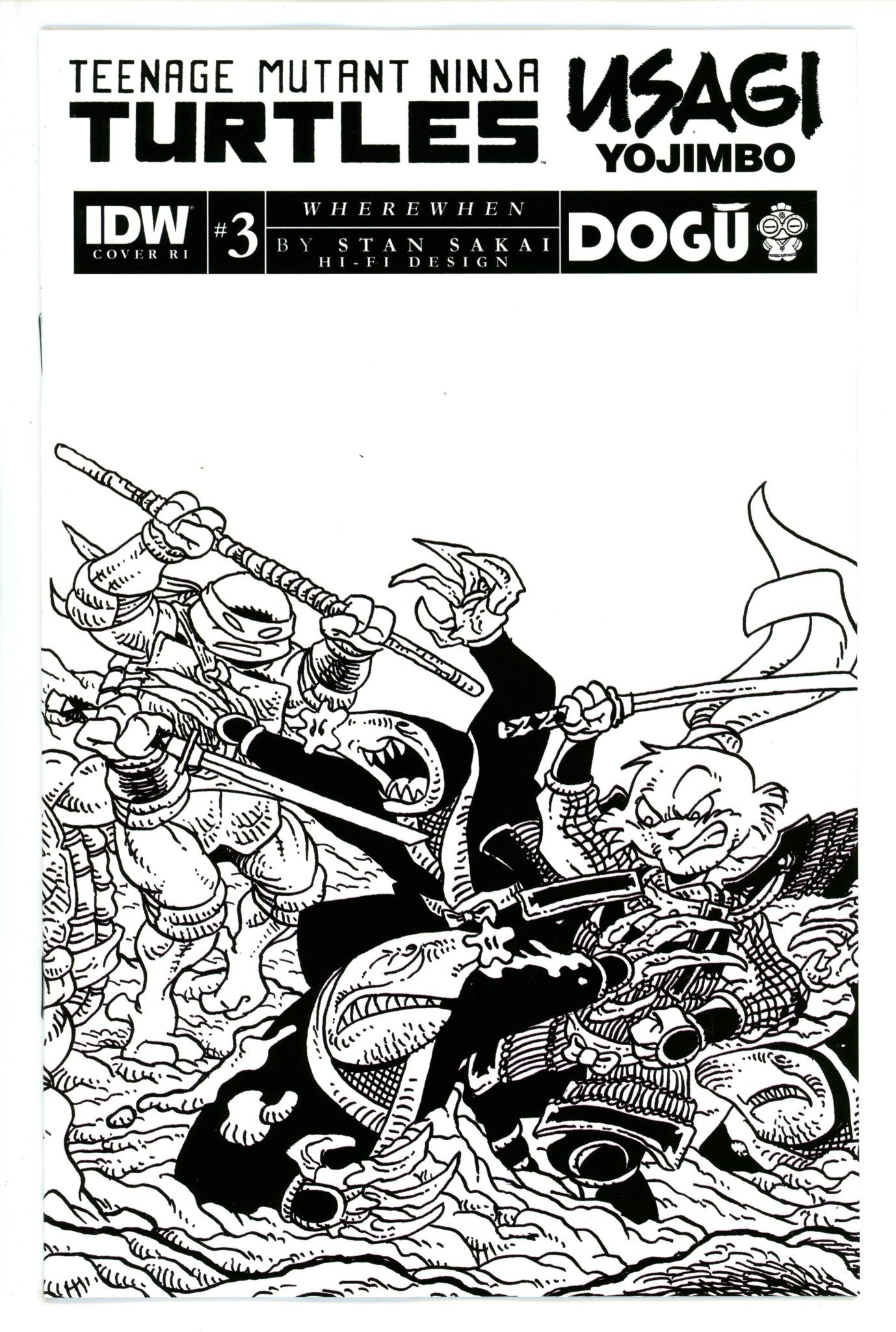 Teenage Mutant Ninja Turtles / Usagi Yojimbo Wherewhen 3 Sakai B&W Incentive Variant NM (2023)