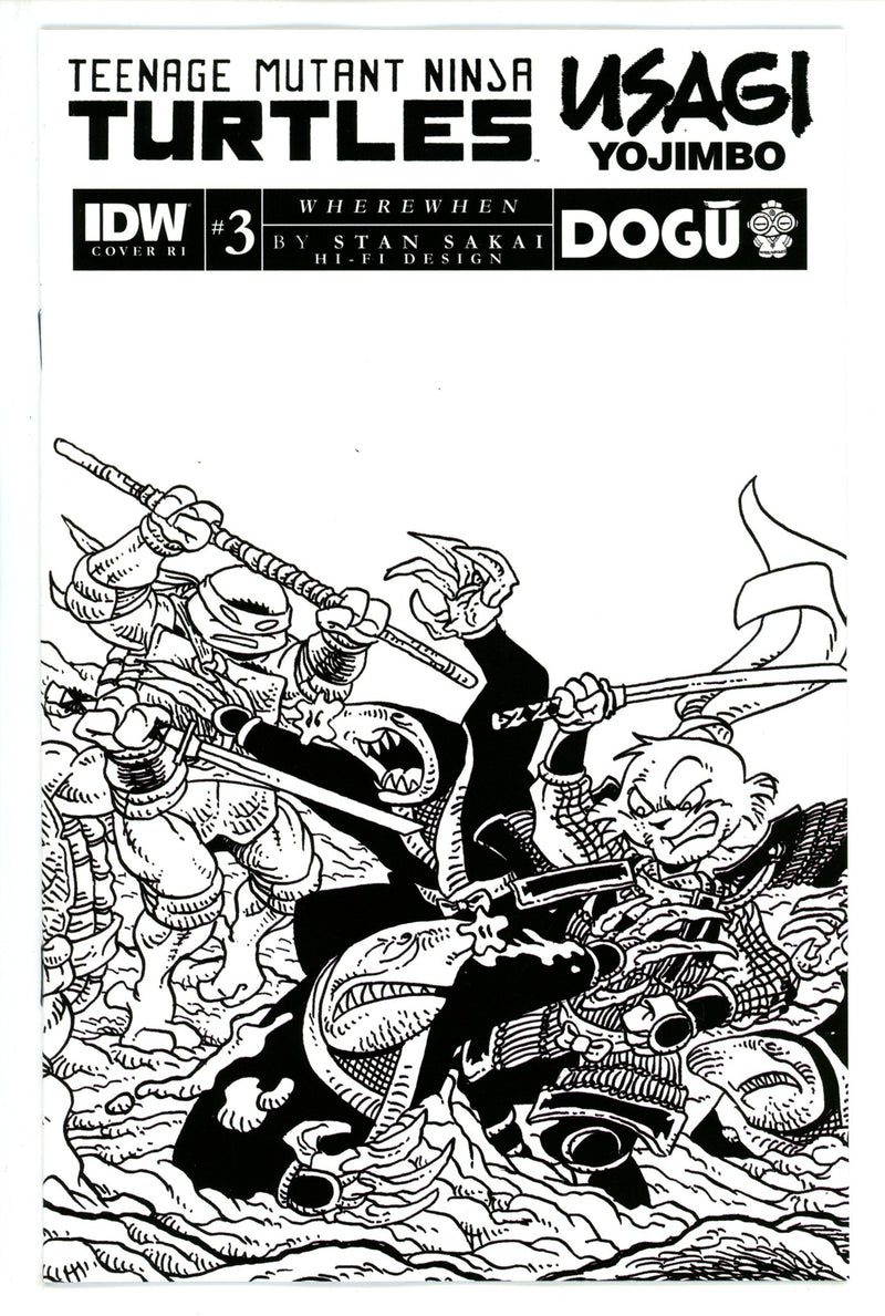 Teenage Mutant Ninja Turtles / Usagi Yojimbo Wherewhen 3 Sakai B&W Incentive Variant NM (2023)