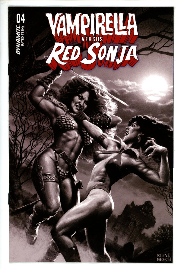 Vampirella vs Red Sonja 4 Beach B&W Incentive Variant (2023)