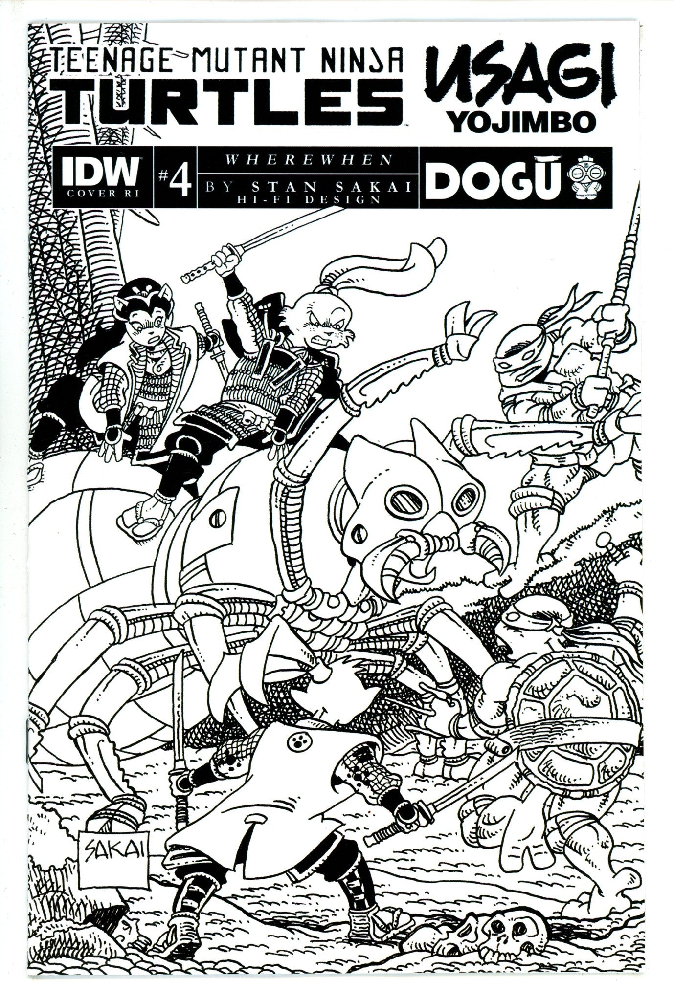 Teenage Mutant Ninja Turtles Usagi Yojimbo Wherewhen 4 Sakai B&W Incentive Variant NM (2023)