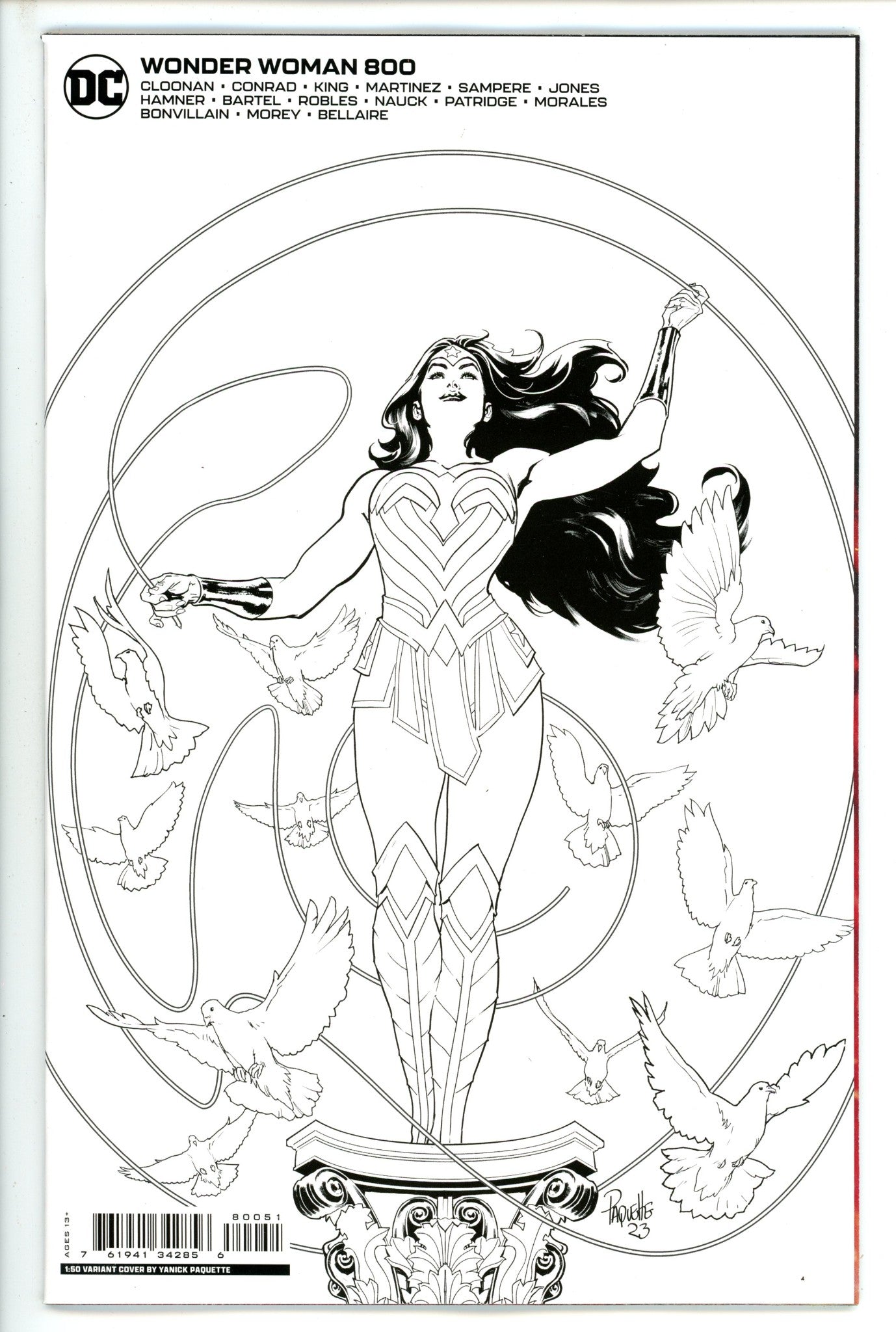 Wonder Woman Vol 5 800 Paquette B&W Incentive Variant NM+ (2023)