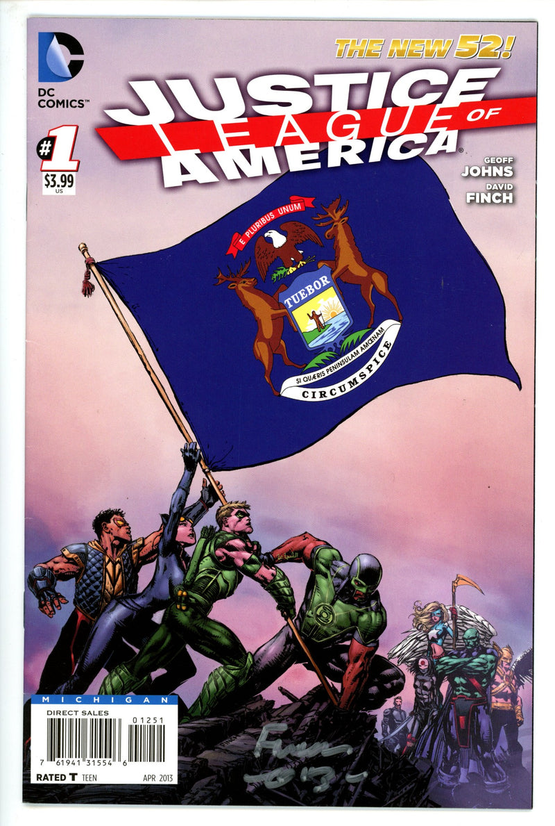 Justice League of America Vol 3 1 Variant Signed Finch VF/NM