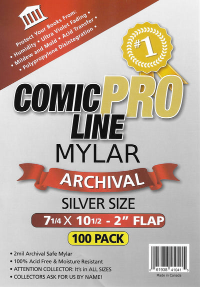 Comic Pro Line Silver 7 1/4" Mylar Bag 2mil x100