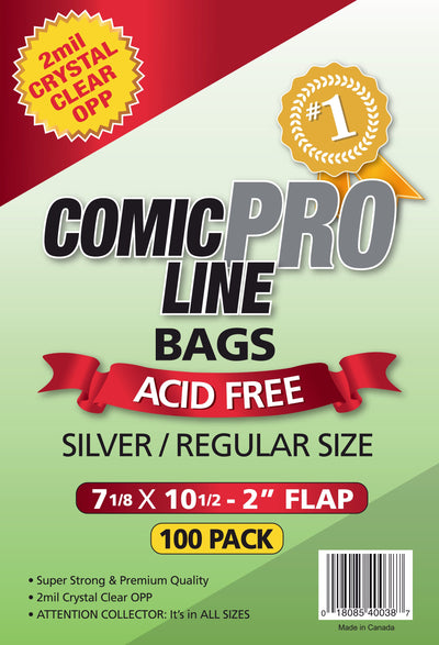 Comic Pro Line Regular / Silver 7 1/8" Bag 2mil x100