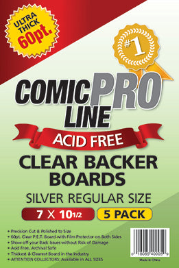 Comic Pro Line Regular / Silver 7" Clear Boards 60pt x5
