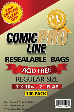 Comic Pro Line Regular 7" Resealable Bag 2mil x100